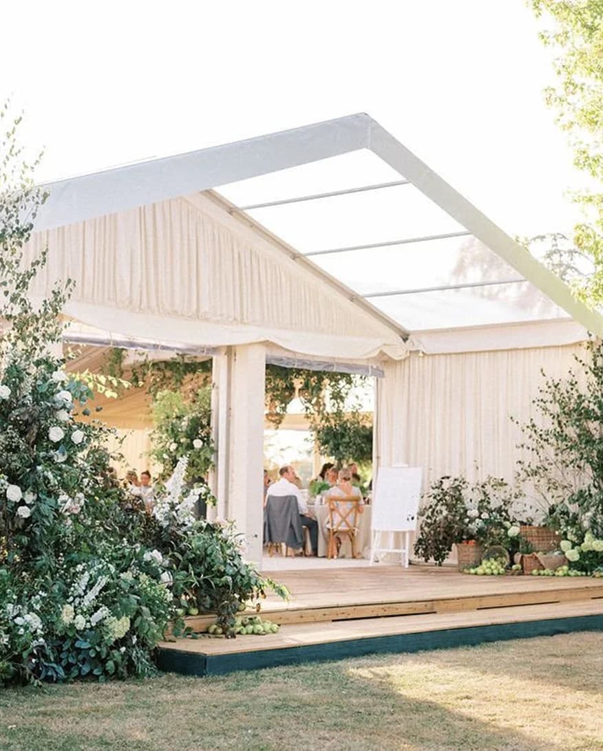 Clearspan framed marquee with floral decoration