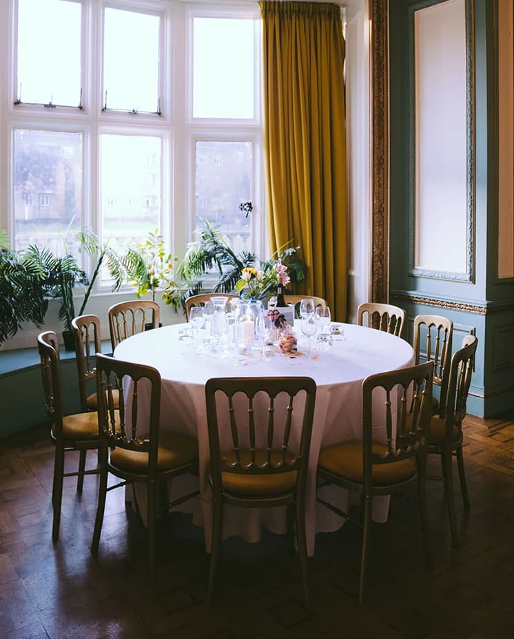 A wedding table at the Kingswood House hall