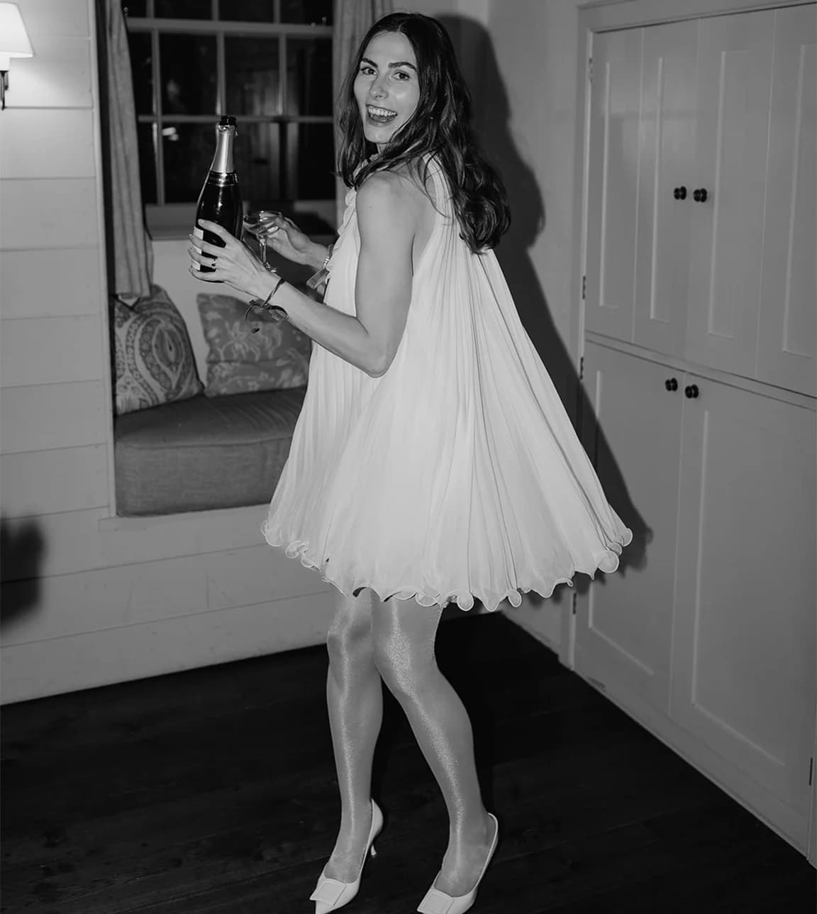 Bride wearing flowing Jenny Peckham dress