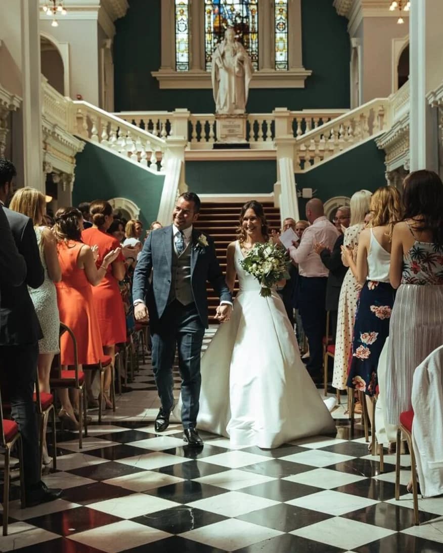 Bride and groom during their wedding ceremony at Woolwich Town Hall 