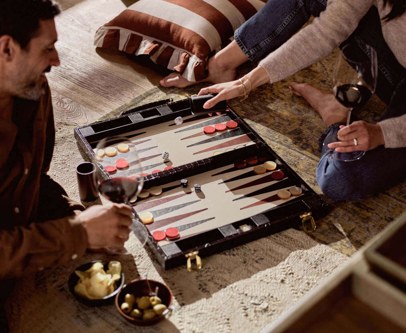 Couple playing backgammon 