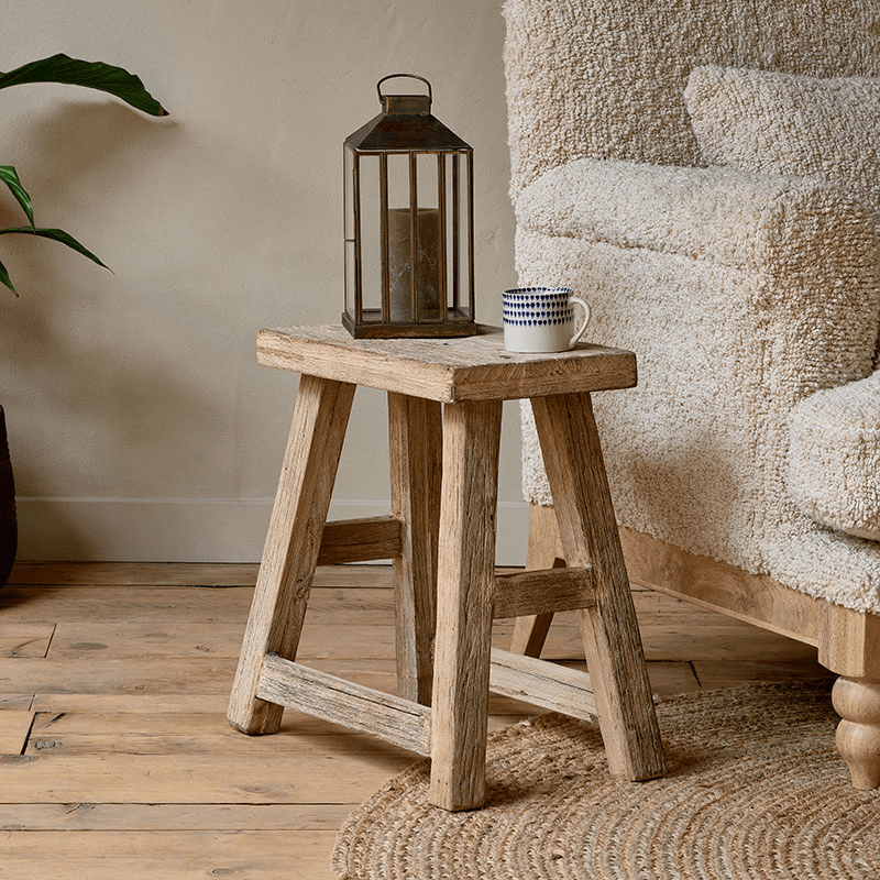 Ibo Reclaimed Wood Low Stool, Natural