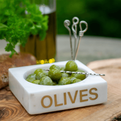 Image showing the Olive Set of 4 Picks and Holder, White product.