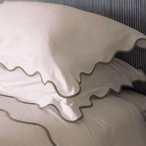 Image showing the Alexandra Wavy Scalloped Pair of Pillowcases, King, Sage product.