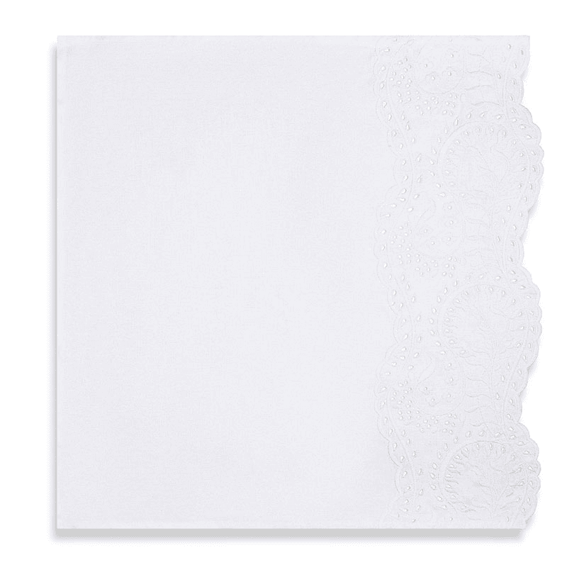 Broderie Anglaise Linen Napkin, 50 x 50cm, White