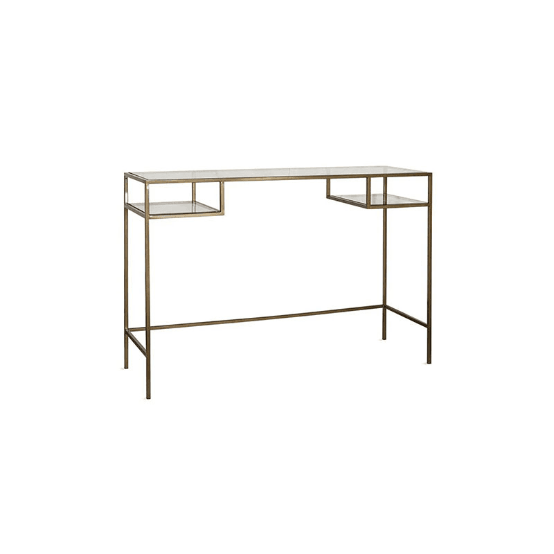 Nakuru Iron & Glass Console Table, Brass