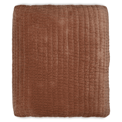 Image showing the Nidra Velvet & Linen Bed Quilt, Rust product.