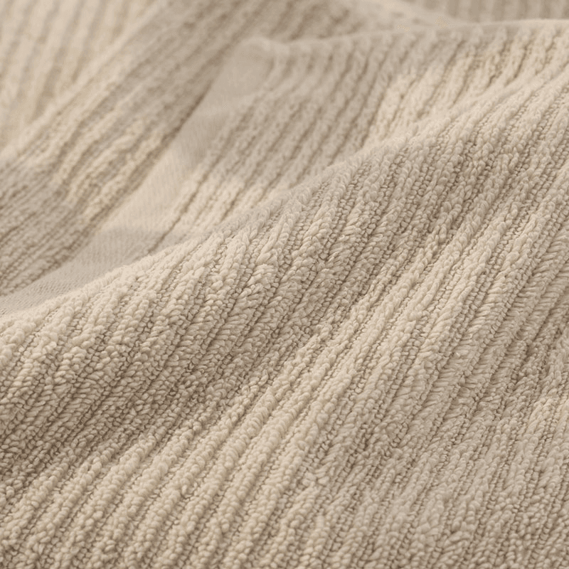 Super Soft Pure Cotton Ribbed Bath Towel, Oatmeal