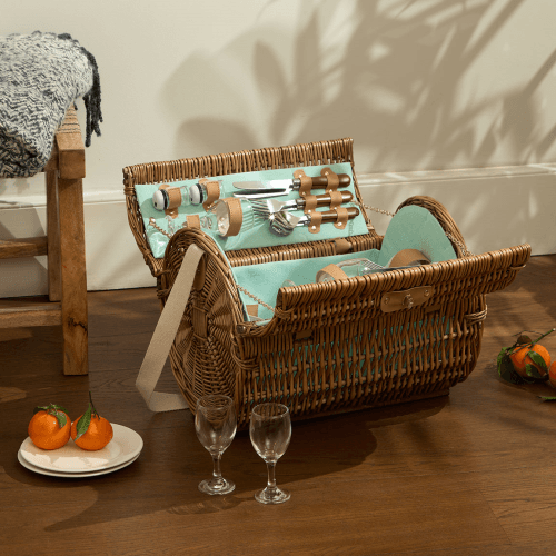 Image showing the Wicker Round 4 Person Picnic Basket, Natural product.