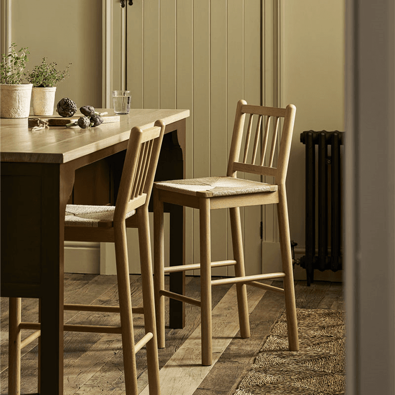 Longworth Spindle Back Bar Stool, Oak Wood