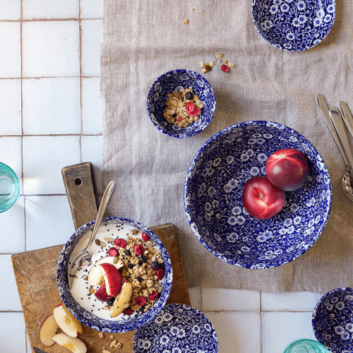 Image showing the Calico Cereal Bowl, Blue product.