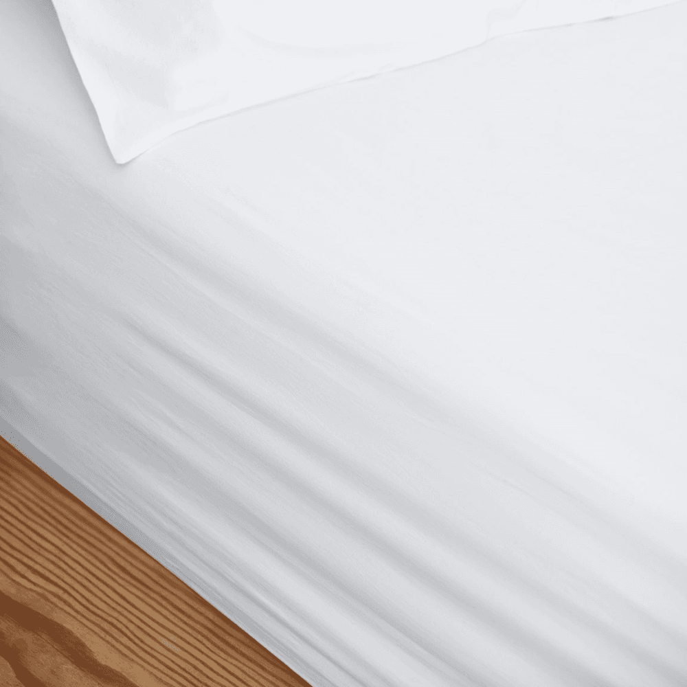 Washed Cotton Percale Fitted Sheet, White