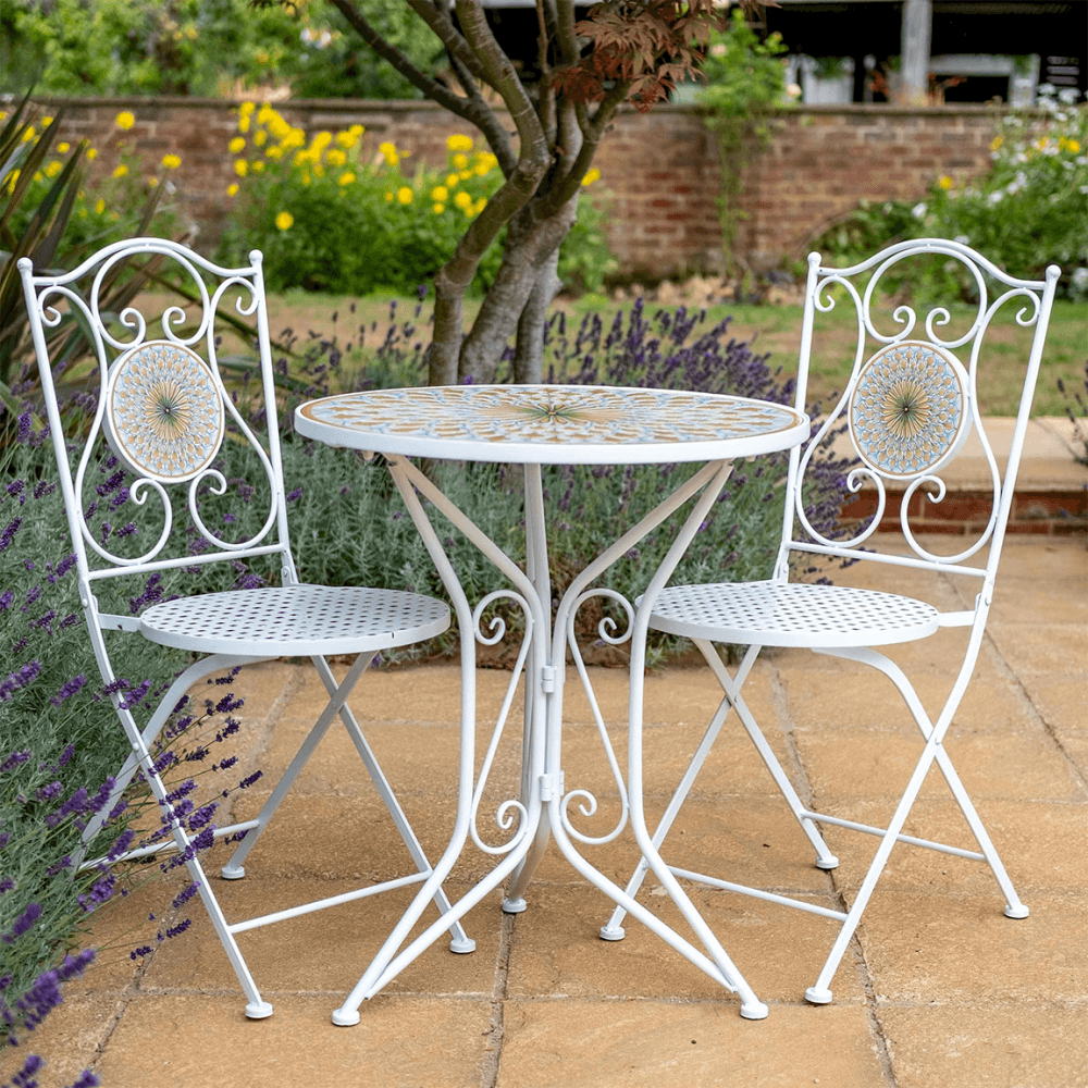 Mosaic Citrus 3 Piece Bistro Set, White