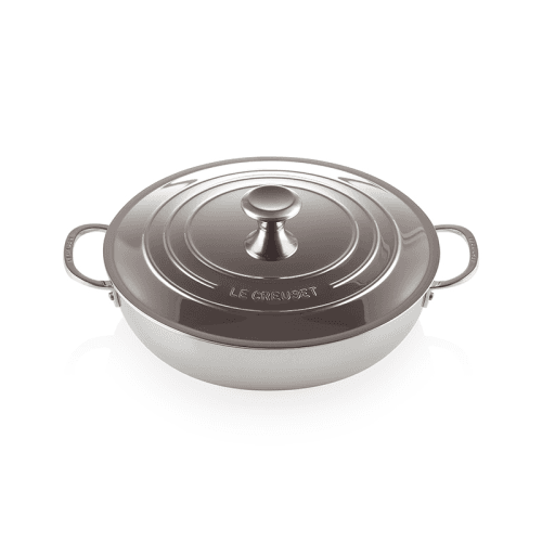 Image showing the Signature Uncoated Shallow casserole with lid, Stainless Steel product.