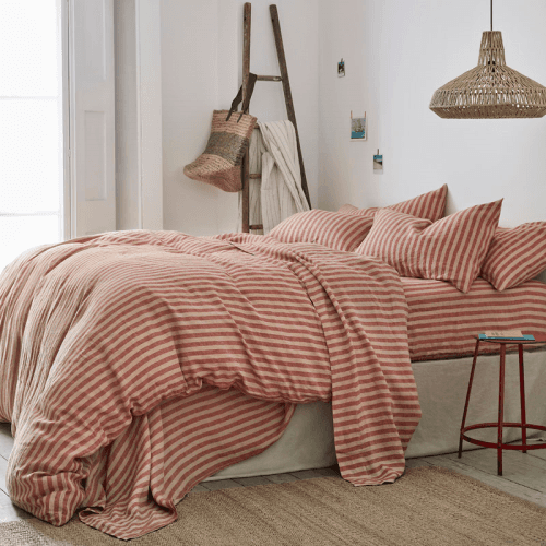 Image showing the Pembroke Stripe Duvet Cover, Super King, Sandstone Red product.