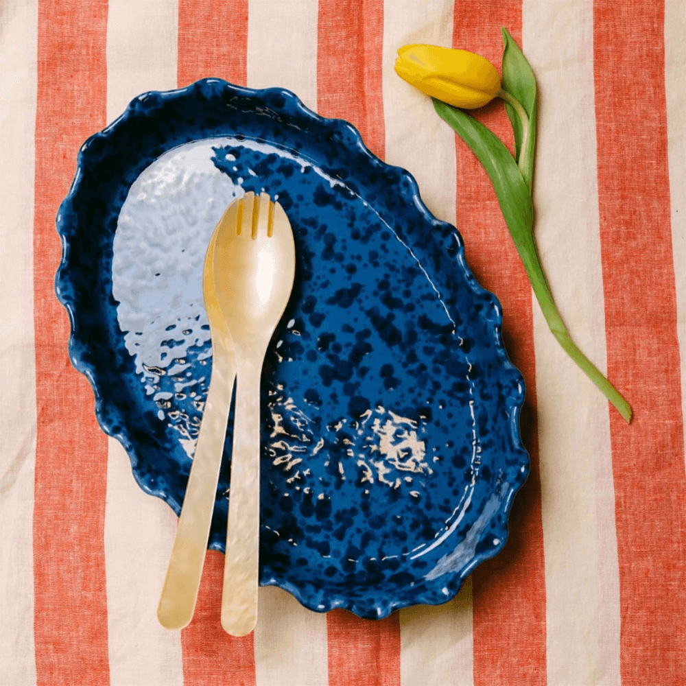 Italian Splatterware Frill Edge Dish