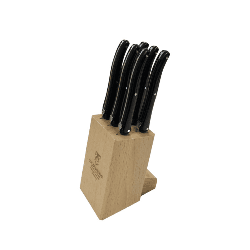 Image showing the Laguiole Set of 6 Steak Knives in Wooden Block, Black product.