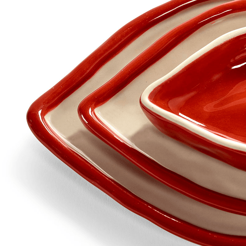 Les Objets Mouleversants by Wouters&Hend Set of 3 Lips Serving Dishes, Red & White