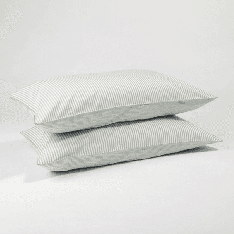 The Stripe 200 Thread Count Pair of Pillowcases, Standard, Sage Green