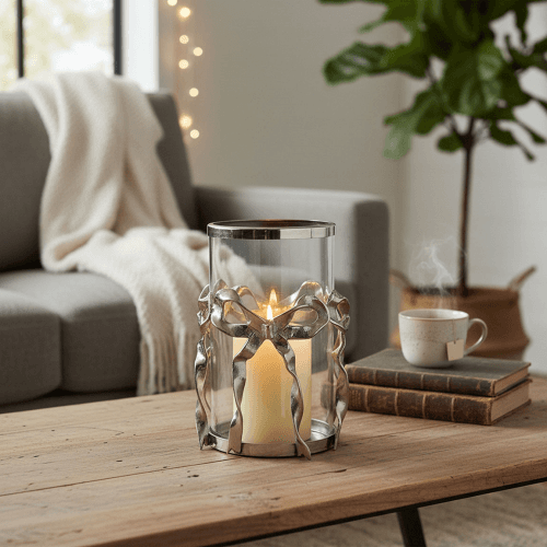 Image showing the Bow Hurricane Lantern, Antique Silver product.