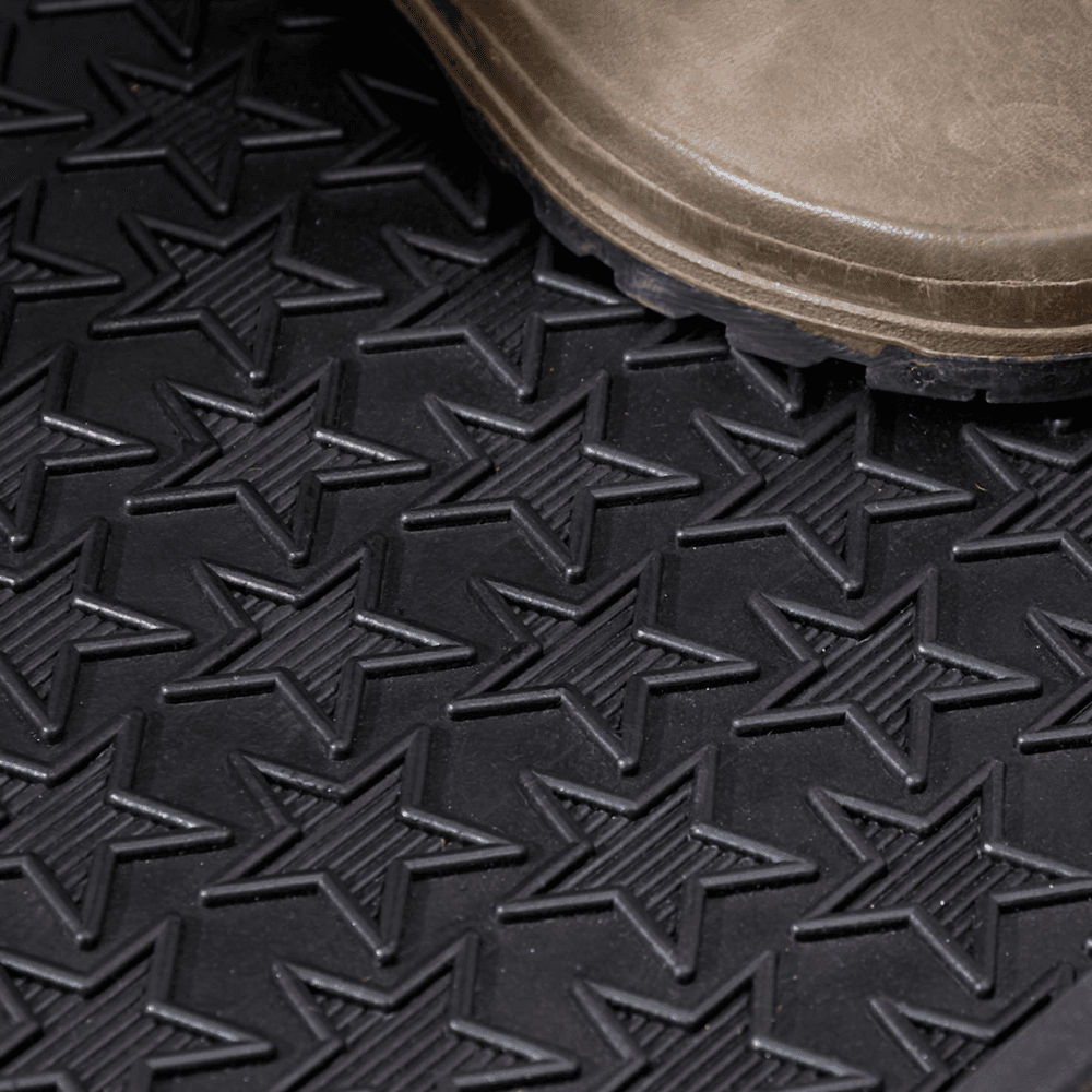 Star Print Rubber Boot Tray, Black