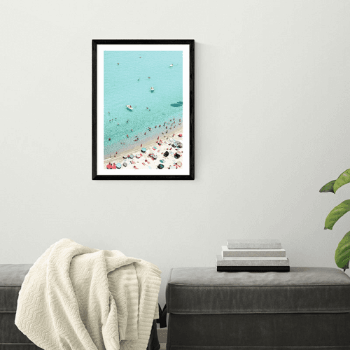Image showing the Sisi and Seb Beach Scene Print, Black Frame product.