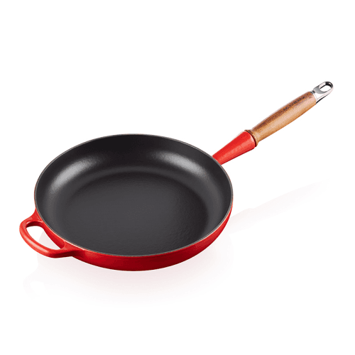 Image showing the Signature Cast Iron Frying Pan with Wooden Handle product.