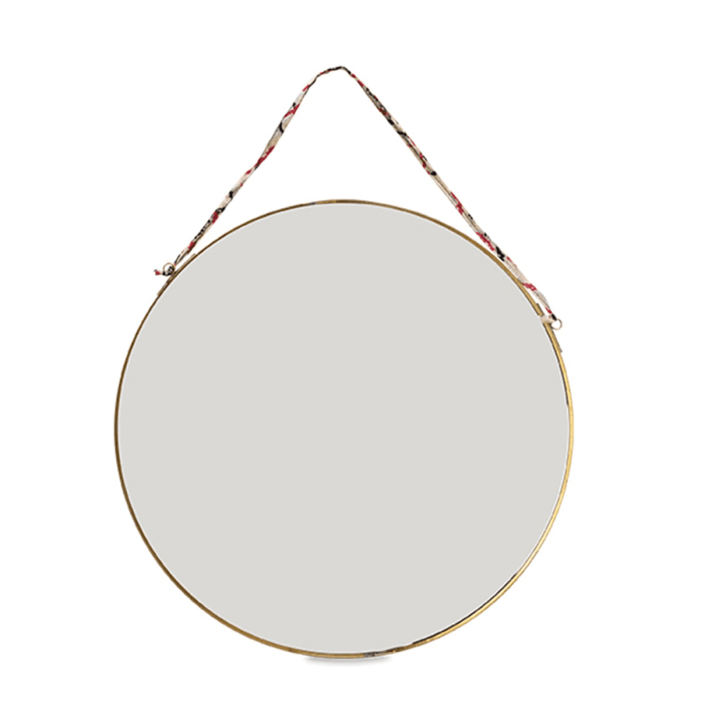 Kiko Round Mirror, Antique Brass
