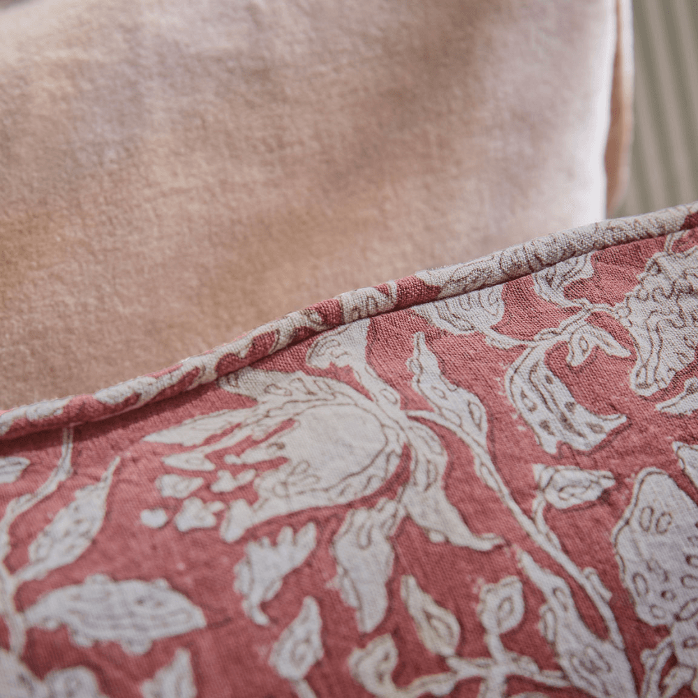 Rani Hand Block Printed Cushion Cover, Red