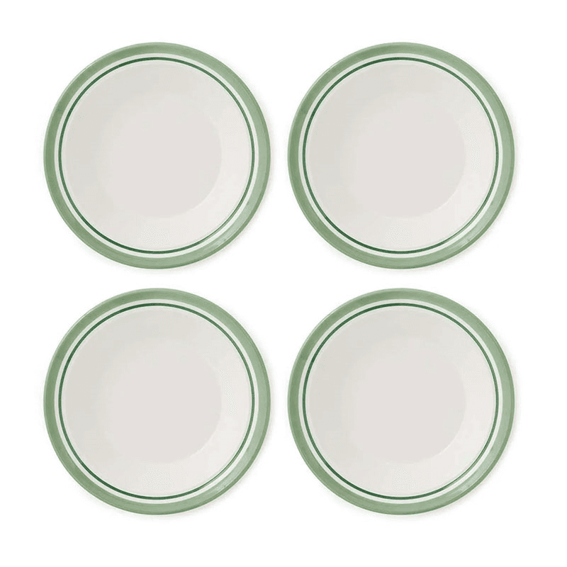Potter's Stripe Set of 4 Soup Plates, D21cm, Green