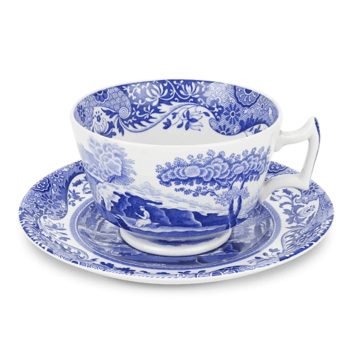 Image showing the Blue Italian Set of 4 breakfast cups and saucers, 280ml product.