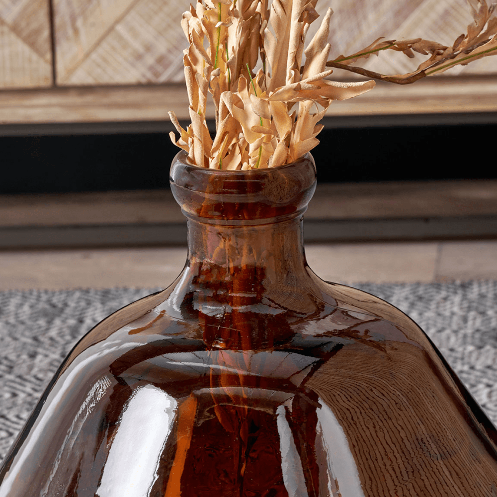 Organic Shaped Recycled Glass Vase, Pecan Brown