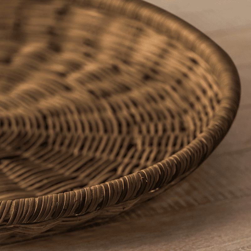 Pecan Rattan Round Tray, D43cm, Brown