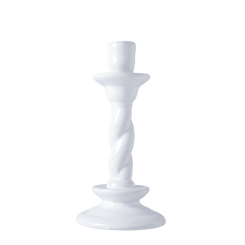 Vela Single Ceramic Candlestick, White