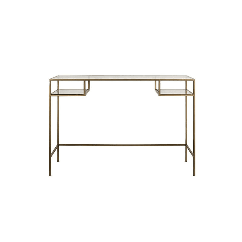 Nakuru Iron & Glass Console Table, Brass