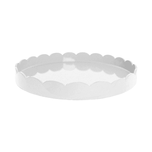 Image showing the Lacquered Round Scallop Tray, D40cm, White product.