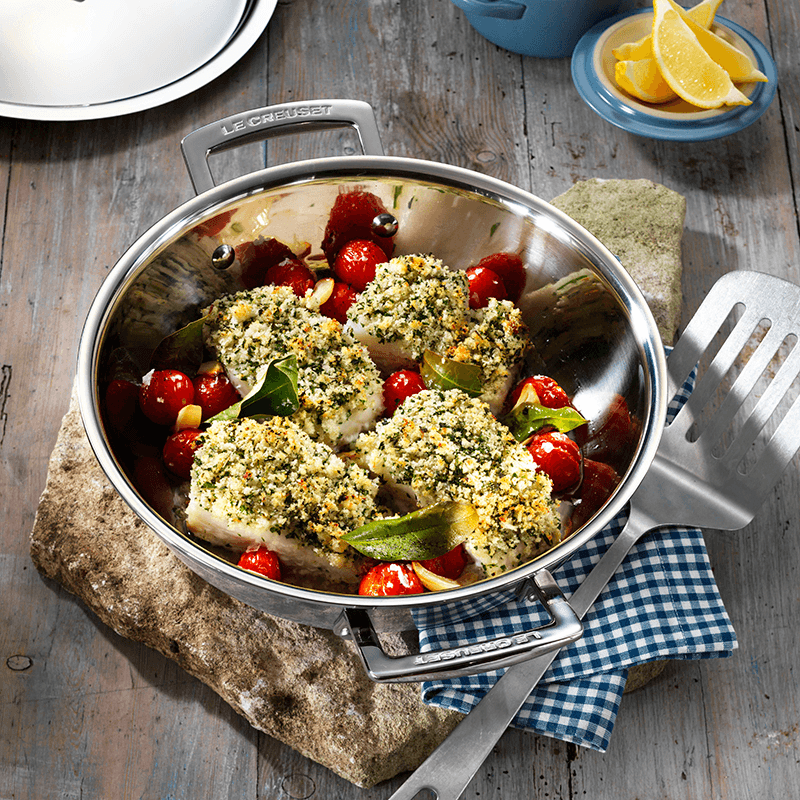Classic 3-ply Uncoated Shallow Casserole, Stainless Steel