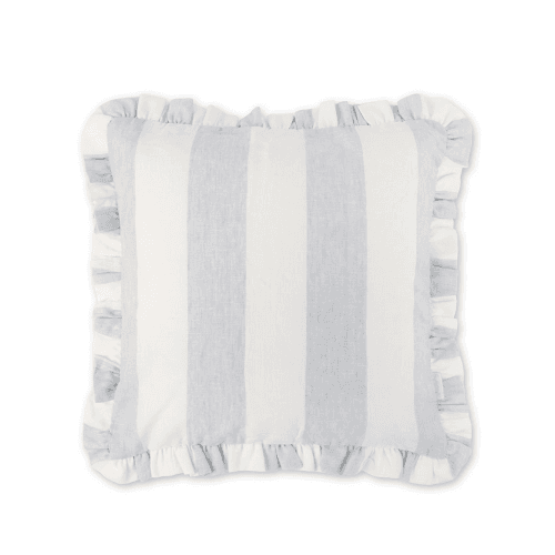 Image showing the Witham Stripe Frill Edge Cushion, Light Blue product.