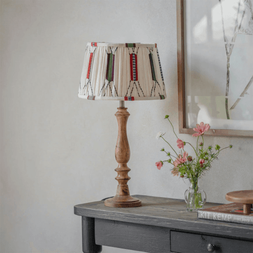 Image showing the Clements Patterned Shade Table Lamp, Mango Wood product.