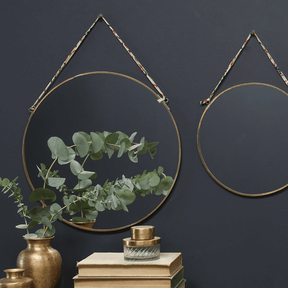 Kiko Round Mirror, Antique Brass