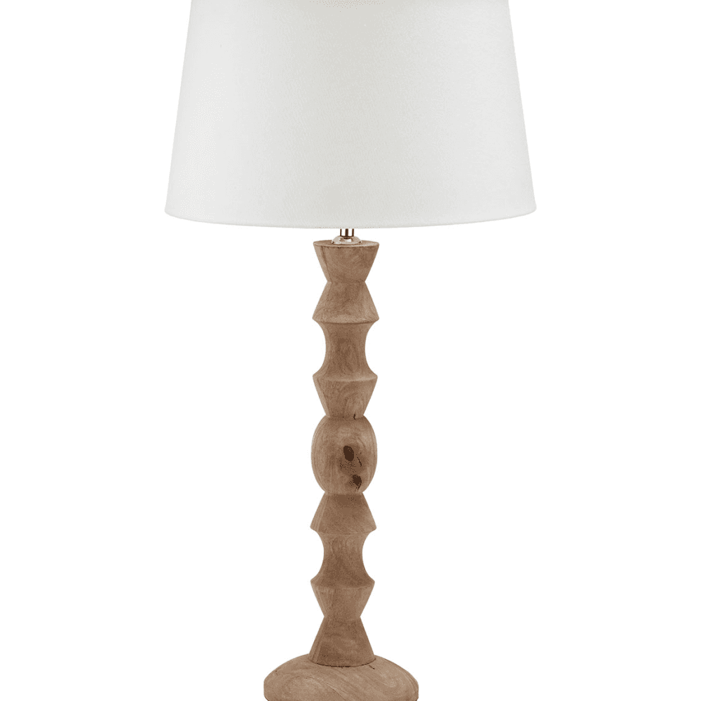 Ayra Modernist Turned Wood Table Lamp Base with Winston Lampshade