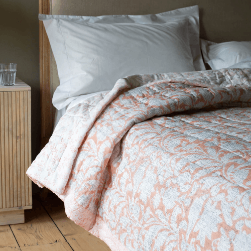 Image showing the Leaf Hand-Printed Quilt, Natural product.