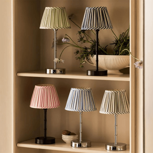 Image showing the Striped Lamp Shade, 16cm, Periwinkle product.