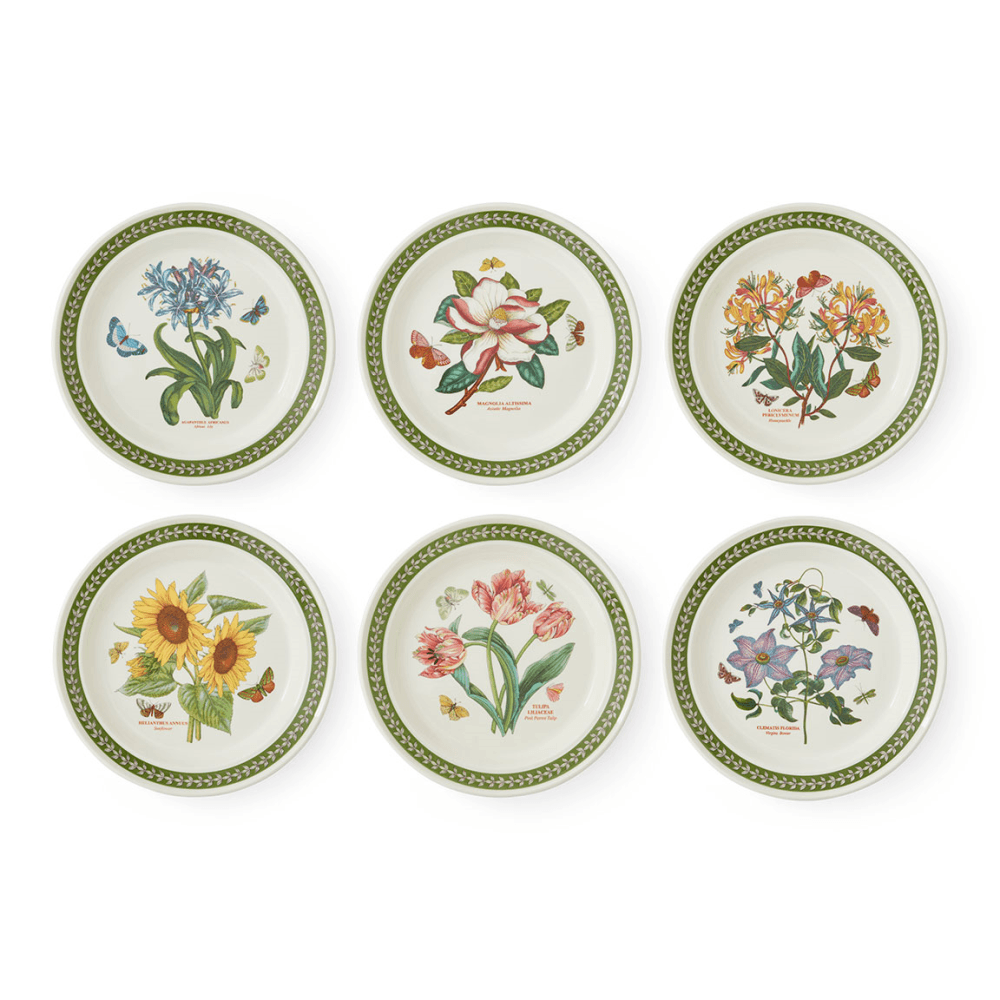Botanic Garden Etchings Set of 6 Dinner Plates, Multi