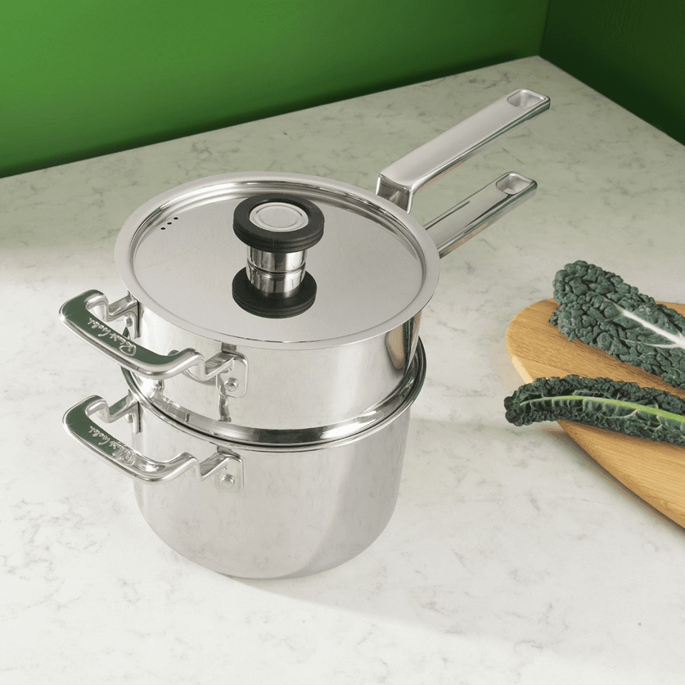 316 2 Piece Saucepan & Steamer Set, Stainless Steel