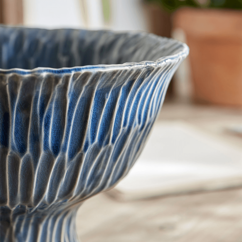Standing Glazed Bowl, Blue