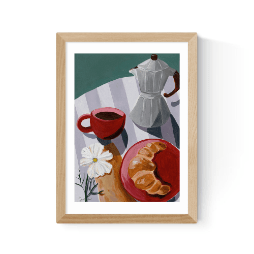 Image showing the Susie Miller Breakfast For One Print, Oak product.