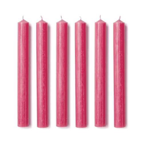 Image showing the Set of 6 Dinner Candles, Raspberry Pink product.