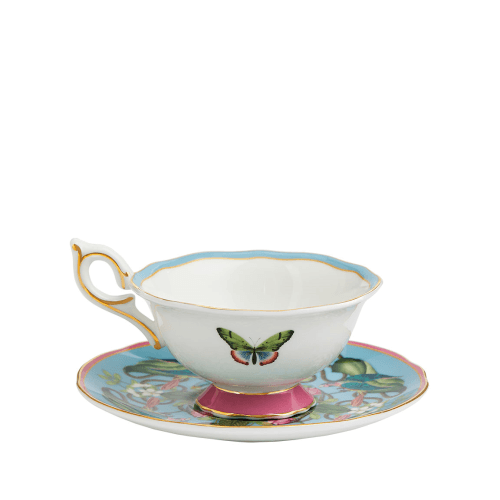 Image showing the Wonderlust Menagerie Teacup & Saucer, Aqua product.