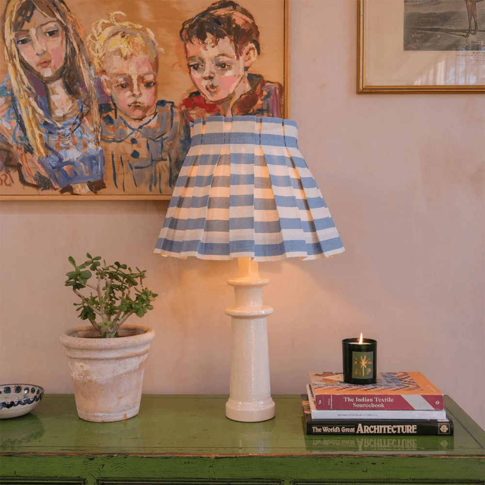 Tangier Stripe Linen Structured Box Pleat Lampshade